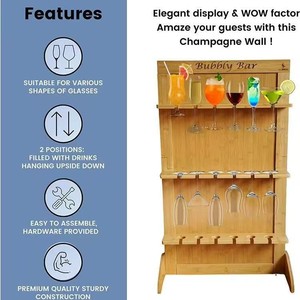 Wooden Wine Glass Rack 4 Layers Foldable Champagne Display For Party <b>Kitchen</b> Countertop Storage - Product Image 5