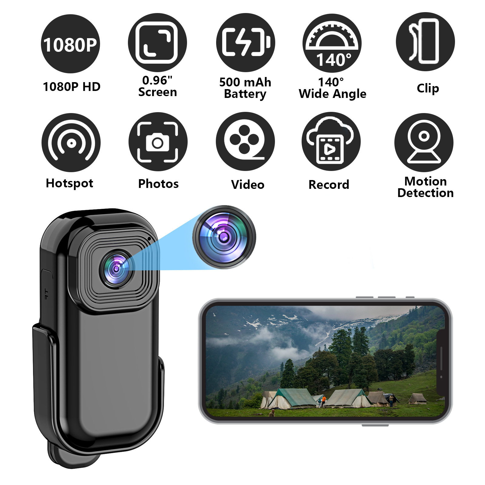 <strong>2026</strong> Creative Vlog Clip 360 Rotating <strong>1080P</strong> LCD Screen Night Vision SD Card Video Record Mini <strong>Camera</strong> Security Sports <strong>Action</strong>