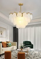 Lustre en verre moderne à plusieurs étages, luminaire pour îlot de cuisine côtier, lustre doré pour salle à manger, luminaire suspendu