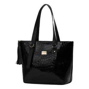 Bolso Crocco para Mujer Fana Julia, Negro, PVC, Impermeable, con Borlas, Accesorio de Moda - Product Image 4