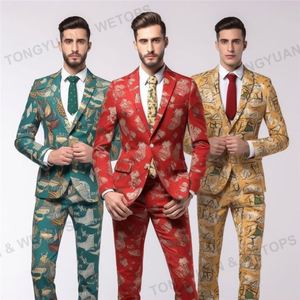 Design drôle Nouveaux costumes modernes de <span class=keywords><strong>Noël</strong></span> personnalisés pour hommes pour 3 pièces Slim Fit - Product Image 6