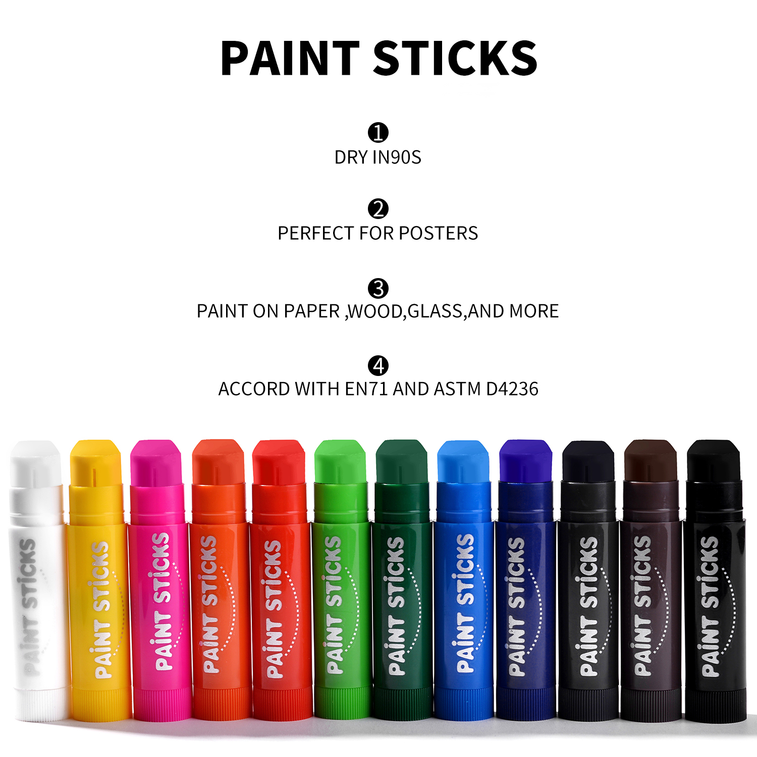 MeiduGaga 12 классических цветов быстросохнущие беспорядочные Твердые палочки для рисования, карандаши для детей