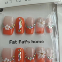 Uñas Postizas de Alta Calidad FATFAT, Hechas a Mano, con Cobertura Total, Diseño Francés en Forma de Almendra, Suministros de Uñas Postizas al por Mayor