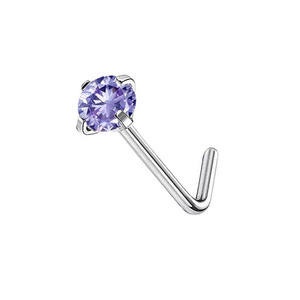 Astm F136 <span class=keywords><strong>Titanium</strong></span> Neus Ring Modieuze Multi Functionele Zirkoon Stud Oorbellen L-Vorm <span class=keywords><strong>Bar</strong></span> Met Kristallen Body Piercing Sieraden - Product Image 2