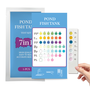 Nouvelle cassette de test d'<span class=keywords><strong>aquarium</strong></span>, kit de test d'eau pour <span class=keywords><strong>aquarium</strong></span> et étang 7 en 1, OEM, test de la dureté du carbonate, du pH, du chlore, des nitrites, des nitrates - Product Image 1