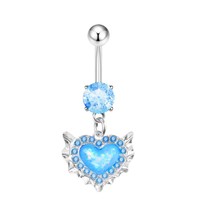 CRYSPURE 14G Anneau de nombril en acier inoxydable plaqué argent avec zircon et cristal, bijoux de piercing corporel tendance, vente en gros