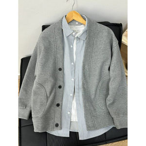 <span class=keywords><strong>Cardigan</strong></span> in maglia stile giapponese casual tinta unita in waffle anti-piega con fodera in <span class=keywords><strong>lana</strong></span>, novità Primavera 2025, da uomo, da donna, per coppia - Product Image 6