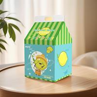 Maison pour chat portable en forme de carton de lait, avec poignée, en carton ondulé épais, motif citron, style épuré, abri intérieur pour animaux de compagnie