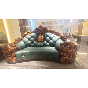 Ensemble de canapés en bois d'ébène diplomatique, bois de rose de Madagascar, grand canapé en cuir véritable, canapé quatre places, sculpture, fauteuil individuel - Product Image 3