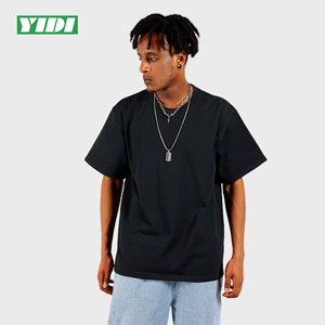 เสื้อยืดผ้าฝ้ายระบายอากาศสำหรับผู้ชายคอกลมแบบถักคอลูกเรือแบบเรียบ - Product Image 3