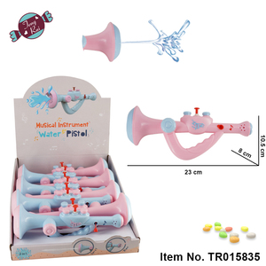 Summer outdoor play 2 in 1 music tromba <span class=keywords><strong>mini</strong></span> toy horn shape pistola a spruzzo d'acqua con strumento musicale giocattoli caramelle - Product Image 3
