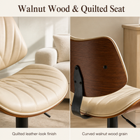 Chaise de bar réglable en métal avec repose-pieds et coussin en cuir, en bois de noyer courbé, pour mobilier de bar