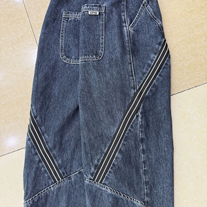 Jeans a carota personalizzati blu scuro larghi con nastro bianco e nero con cuciture uniche Casual stile classico pantaloni 2025 abbigliamento - Product Image 3