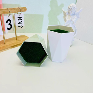 Pot de fleurs en diamant multifacettes, style nordique, blanc et vert clair, en plastique, décoration de plantes artificielles pour hôtel et restaurant - Product Image 2