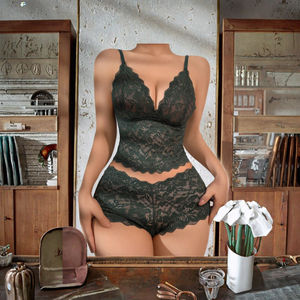 Momesh Kadın Lüks Polyester Dantel İç Giyim Toptan Sütyen ve Tanga İki Parçalı Set Orta Destekli Seksi - Product Image 4