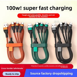 <span class=keywords><strong>สาย</strong></span>ชาร์จเร็วแบบถัก 100W ออลอินวัน สำหรับโทรศัพท์มือถือ หัว USB-C และ USB-A รองรับการชาร์จเร็วพิเศษ ใช้ได้ทั้งในรถและที่บ้าน <span class=keywords><strong>สาย</strong></span>ดาต้า 1 ต่อ 3 - Product Image 4