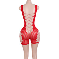 Ensemble short en maille dentelle rouge exotique sans manches pour scène de danse body danseur de pôle de danse tenues pour filles en diamant de cristal