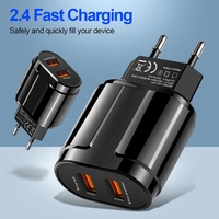 Chargeur rapide double port 2.4A, cube de prise, 2 USB, adaptateur secteur pour la maison et les voyages, chargeur mural USB intelligent 10W, prise EU US UK