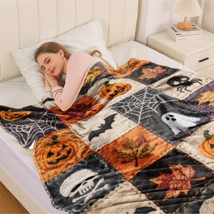 Manta de Franela con Diseño de Calavera Fantasma de Halloween, Manta para Siesta, Regalo de Terror, Resistente a la Decoloración, Ligera, OEM ODM - Product Image 1