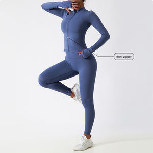 Yoke 2023 Herfst Athleisure 3-delige set: Leggings, sportbeha en jack met rits, zacht als boter, dames yogakleding - Product Image 3