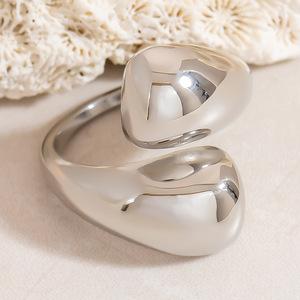 Stainless Steel <b>Ring</b> Geometric Open Design Silver Unisex Fashion Jewelry - Product Image 1