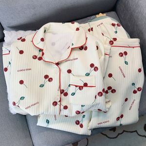 <span class=keywords><strong>Abbigliamento</strong></span> da notte in cotone da <span class=keywords><strong>donna</strong></span> di alta qualità Cardigan con risvolto stampato in ciliegio invernale Casual pigiama <span class=keywords><strong>abbigliamento</strong></span> per la <span class=keywords><strong>casa</strong></span> - Product Image 6