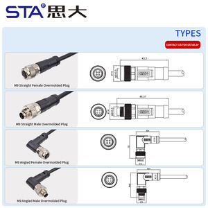M9 umspritzter Stecker gerade rechtwinklig männlich weiblich unge schirmt Abgeschirmt 2 3 4 5 6 7 8 Stifte Luftfahrt stecker PVC PUR-Kabel - Product Image 2
