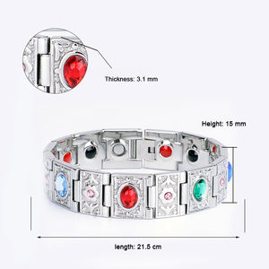 Nueva moda 4 en 1 Bio Health Jewelry Titanium Acero inoxidable Terapia <span class=keywords><strong>de</strong></span> artritis magnética Pulseras médicas Power para mujeres y hombres - Product Image 3