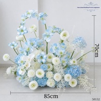 Décorations artificielles pour mariage, ensemble de fleurs en soie rectangulaires rose et bleu rêveur, pour arche en acier inoxydable et toile de fond en panneau KT, idéal pour la photographie