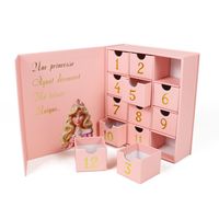 Calendrier de l'Avent rose festif numéroté avec 12/24/25 tiroirs, emballage en papier personnalisé pour des surprises de fêtes