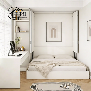 <span class=keywords><strong>Lit</strong></span> <span class=keywords><strong>mural</strong></span> vertical minimaliste personnalisable avec <span class=keywords><strong>bureau</strong></span> intégré et rangement pour bureaux à domicile et chambres - Product Image 2