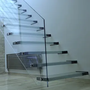 कांच अस्थायी सीढ़ी आधुनिक ग्लास ब्रैकट सीढ़ियों