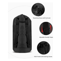 Sac à linge pliable en tissu polyester durable avec bretelles et poche en filet, panier à linge de salle de bain avec cordon de serrage