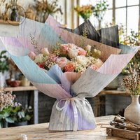 Papier d'emballage floral de luxe à texture peinture à l'huile, imperméable, style coréen, pour bouquets, fournitures pour fleuristes