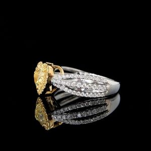 Xinfly Vente en gros de bijoux en or véritable 18 carats, anneaux en forme de cœur avec diamant jaune de 0,70 ct, bijoux personnalisés en or fin Au750 - Product Image 5