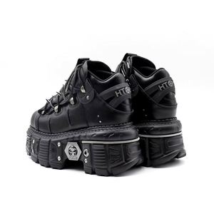 New Winter Punk Style Women's Slip-On <b>Flat</b> Platform Gothic Rock Boots Metal Decor <b>Pointed</b> <b>Toe</b> Sneakers - Product Image 5