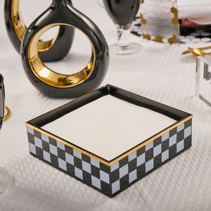 Scatola di tessuto acrilico a scacchiera bianca nera Judaica regalo regalo organizzatore da tavolo - Product Image 6