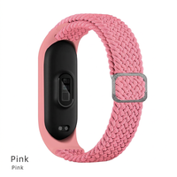 Bracelet de montre en nylon tissé rose avec cadre en TPU et boucle à clip pour Mi Band 3 4 5 6 7 8 9 10