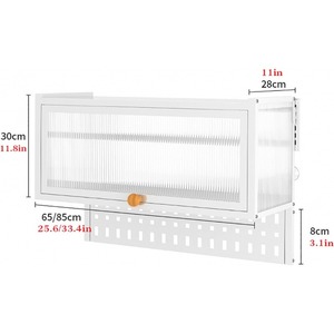 Meuble mural de cuisine moderne en verre blanc 65/85 cm pour rangement domestique, étagère à <span class=keywords><strong>épices</strong></span> avec crochets, facile à nettoyer, multifonction, petit <span class=keywords><strong>casier</strong></span> mural pour casseroles - Product Image 2