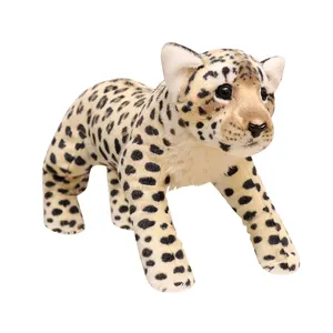 Label Logo menyesuaikan boneka hewan simulasi Super nyata lucu singa harimau macan tutul mainan anak-anak mewah