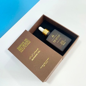 Custom Gold Hot Foil 30ml Rectangle square Amber Frosted Brown Essential Oil Serum Glass Dropper Bottle with Paper <b>Box</b> - Product Image 2