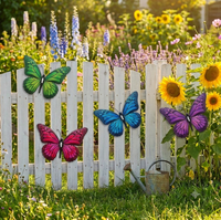 Decoración de Pared con Mariposas Metálicas, Temática Animal, para Jardín o Valla