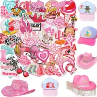 Nouveau Cowboy fille coeur chapeau étoile broderie vêtements patchs belle fille chapeau botte brodé fer sur Patch pour vêtements chapeau sac