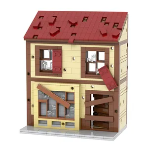 Military Series Houses destroyed by war MOC MOOXI MOC5051 building blocks bricks army soldier WWII blocks & model building toys