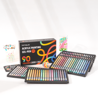 Ensemble de stylos à encre gel en plastique multi-tailles, 1,0 mm, pointes assorties, écriture fluide, professionnel, pour le travail, 90 couleurs, stylos acryliques pour journal