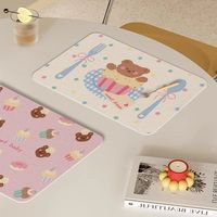 Niedliches Bedrucktes InS-Style Cartoon Quadratisches Leder-Wasserfestes Hitzebeständiges Schüssel- und Tellerset für Zuhause, Esszimmer, Bar und Tisch