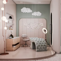 Comptoir d'exposition de luxe pour salon, éclairage LED personnalisable, plateau en pierre, mobilier pour salon, aménagement intérieur de boutique de beauté