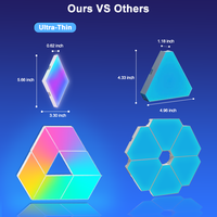Lampe murale LED moderne en ABS en forme de diamant RGB+IC unique 2026 avec synchronisation musicale et contrôle par application pour jeux et décorations intérieures