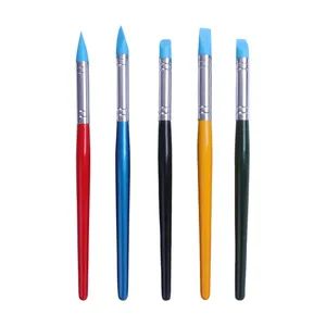 5Pcs Nail Art Silicone Pens Nail Art Foil Pen Nail Polish Carving Pen Rubber Tip Brushes