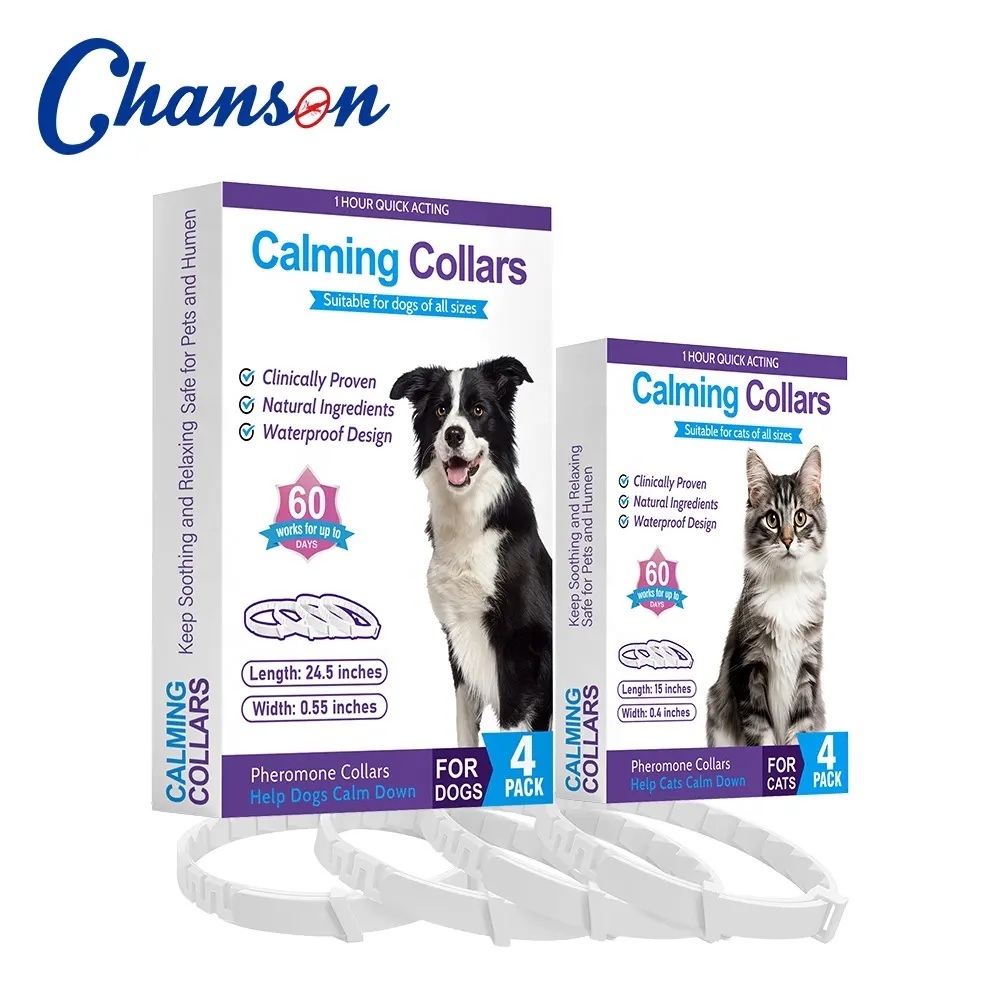 Chanson Factory Logo Personnalisé Anxiété Réduire Collier Calmant Pour Chiens 4 Packs Chien